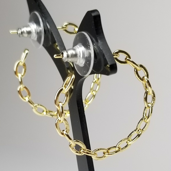 NEW Paperclip Chain Links Hoop Earrings - Picture 3 of 7